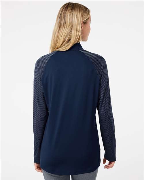 adidas A521 Women's Ultimate365 Lightweight Raglan Quarter-Zip Pullover - Team Navy Blue - OnModelBack