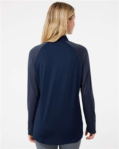 adidas A521 Women's Ultimate365 Lightweight Raglan Quarter-Zip Pullover - Team Navy Blue - OnModelBack