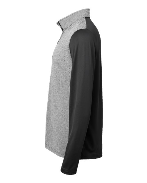 adidas A522 Men's Ultimate365 Heather Block Print Quarter-Zip Pullover - Black Melange/ Black/ Grey Three - DirectSide