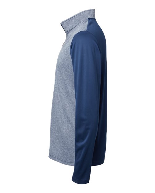 adidas A522 Men's Ultimate365 Heather Block Print Quarter-Zip Pullover - Collegiate Navy Melange/ Navy/ Grey Three - DirectSide