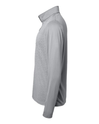 adidas A522 Men's Ultimate365 Heather Block Print Quarter-Zip Pullover - Grey Three Melange/ Grey Three/ Black - DirectSide