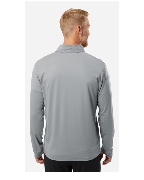 adidas A522 Men's Ultimate365 Heather Block Print Quarter-Zip Pullover - Grey Three Melange/ Grey Three/ Black - OnModelBack