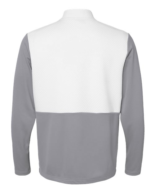 adidas A532 Men's Textured Mixed Media Quarter-Zip Pullover - Grey Three/ White - Back