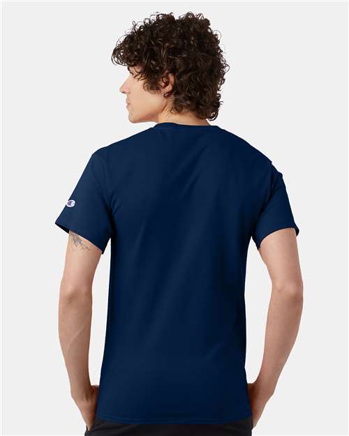 Champion T425 Unisex Classic T-Shirt - Late Night Blue - OnModelBack