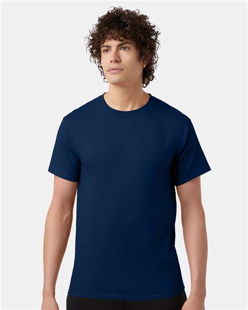 Champion T425 Unisex Classic T-Shirt - Late Night Blue - OnModelFront