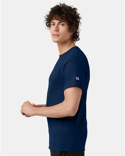 Champion T425 Unisex Classic T-Shirt - Late Night Blue - OnModelSide