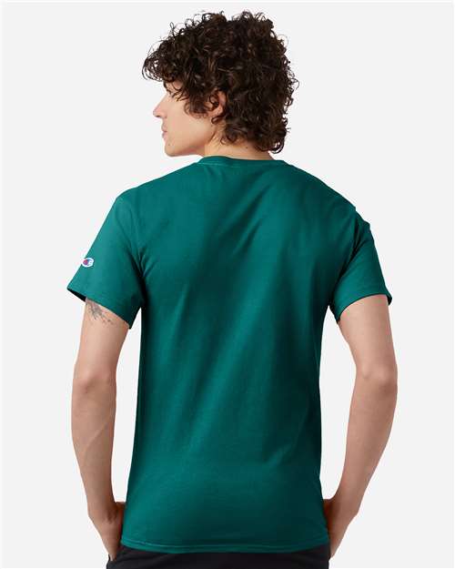 Champion T425 Unisex Classic T-Shirt - Emerald Green - OnModelBack