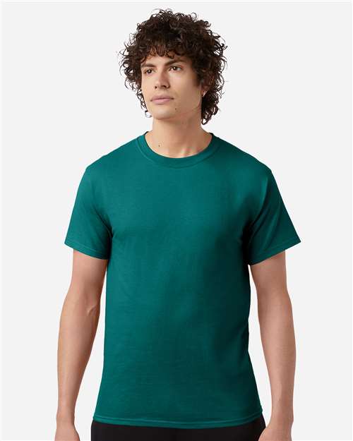 Champion T425 Unisex Classic T-Shirt - Emerald Green - OnModelFront