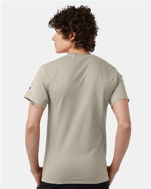 Champion T425 Unisex Classic T-Shirt - Sand - OnModelBack