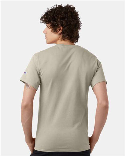 Champion T425 Unisex Classic T-Shirt - Sand - OnModelBack
