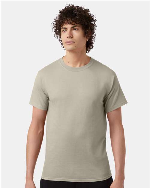 Champion T425 Unisex Classic T-Shirt - Sand - OnModelFront
