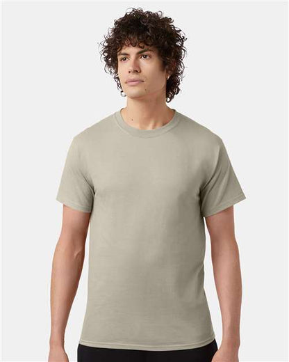 Champion T425 Unisex Classic T-Shirt - Sand - OnModelFront