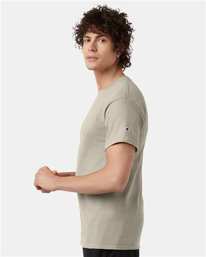 Champion T425 Unisex Classic T-Shirt - Sand - OnModelSide