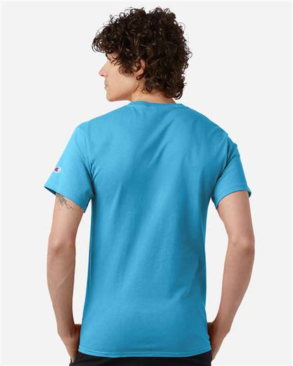 Champion T425 Unisex Classic T-Shirt - Blue Lagoon - OnModelBack