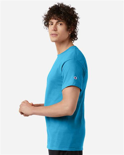 Champion T425 Unisex Classic T-Shirt - Blue Lagoon - OnModelSide