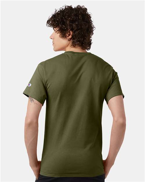 Champion T425 Unisex Classic T-Shirt - Fresh Olive - OnModelBack