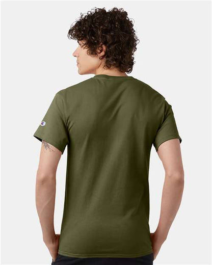 Champion T425 Unisex Classic T-Shirt - Fresh Olive - OnModelBack