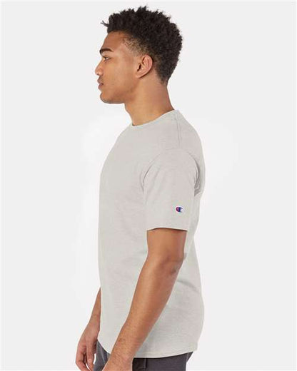 Champion T425 Unisex Classic T-Shirt - Oatmeal Heather - OnModelSide