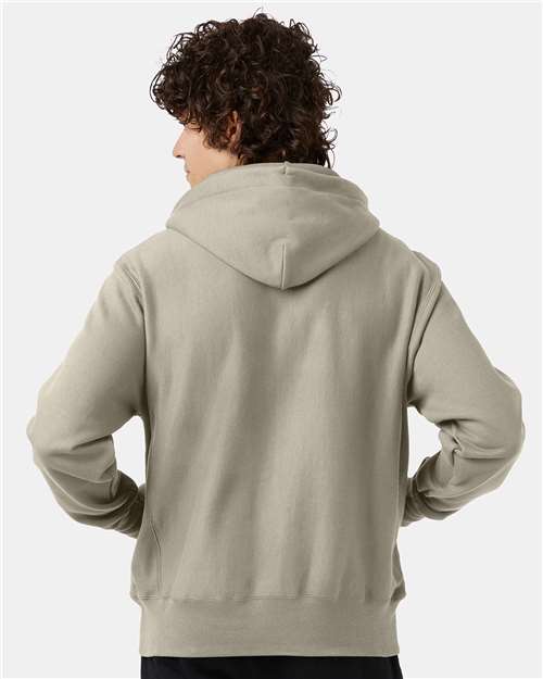 Champion S101 Unisex Reverse Weave® Hooded Sweatshirt - Sand - OnModelBack