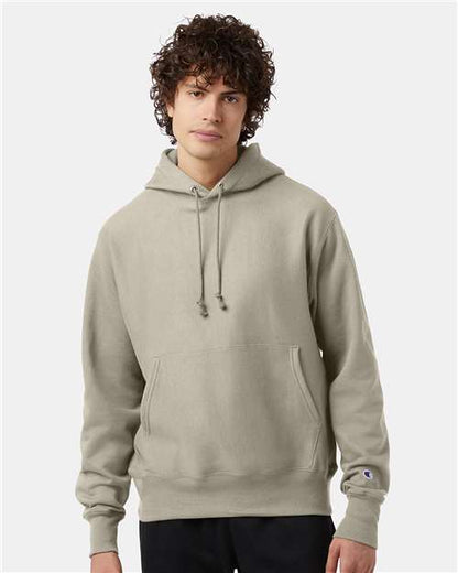 Champion S101 Unisex Reverse Weave® Hooded Sweatshirt - Sand - OnModelFront