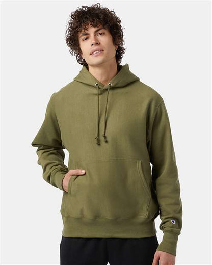 Champion S101 Unisex Reverse Weave® Hooded Sweatshirt - Fresh Olive - OnModelFront