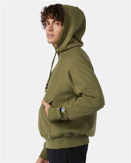 Champion S101 Unisex Reverse Weave® Hooded Sweatshirt - Fresh Olive - OnModelSide