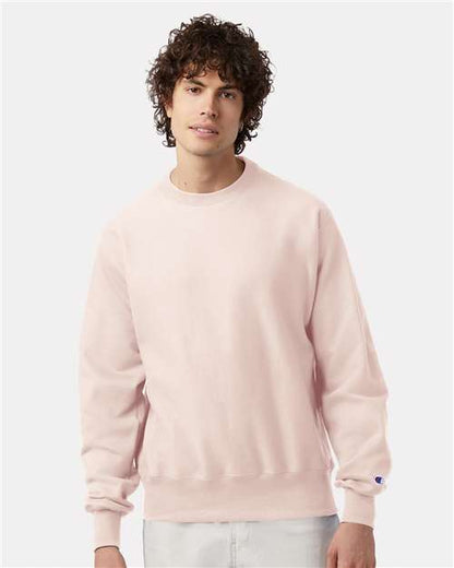 Champion S149 Unisex Reverse Weave® Crewneck Sweatshirt - Body Blush - OnModelFront