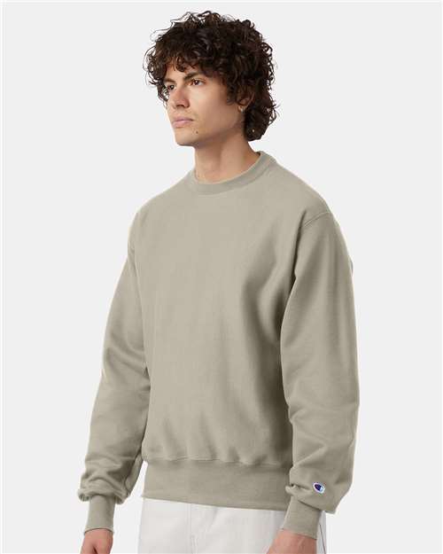 Champion S149 Unisex Reverse Weave® Crewneck Sweatshirt - Sand - OnModelSide