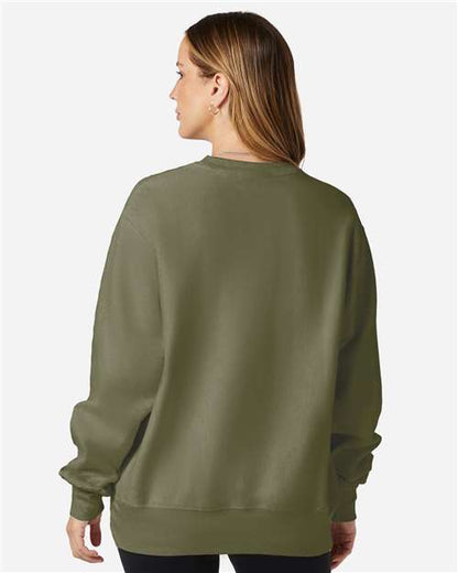 Champion S149 Unisex Reverse Weave® Crewneck Sweatshirt - Fresh Olive - OnModelBack