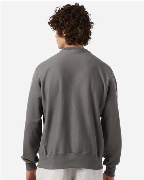 Champion S149 Unisex Reverse Weave® Crewneck Sweatshirt - Stone Grey - OnModelBack