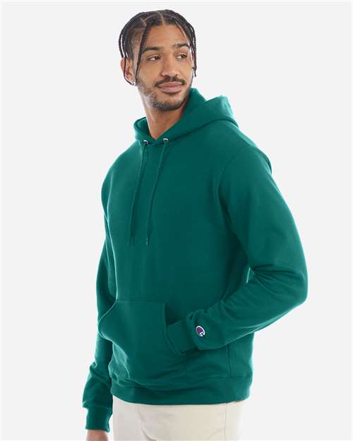 Champion S700 Unisex Powerblend® Hooded Sweatshirt - Emerald Green - OnModelSide