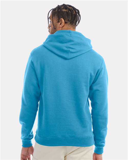 Champion S700 Unisex Powerblend® Hooded Sweatshirt - Blue Lagoon - OnModelBack