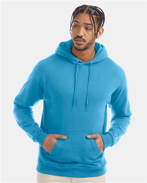 Champion S700 Unisex Powerblend® Hooded Sweatshirt - Blue Lagoon - OnModelFront