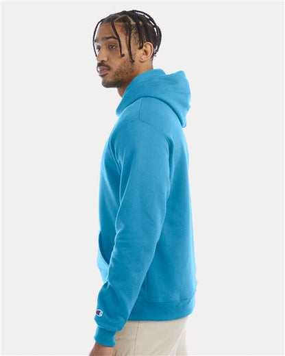 Champion S700 Unisex Powerblend® Hooded Sweatshirt - Blue Lagoon - OnModelSide