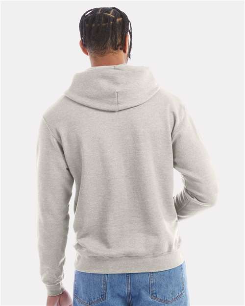 Champion S700 Unisex Powerblend® Hooded Sweatshirt - Oatmeal Heather - OnModelBack