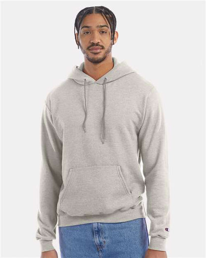 Champion S700 Unisex Powerblend® Hooded Sweatshirt - Oatmeal Heather - OnModelFront