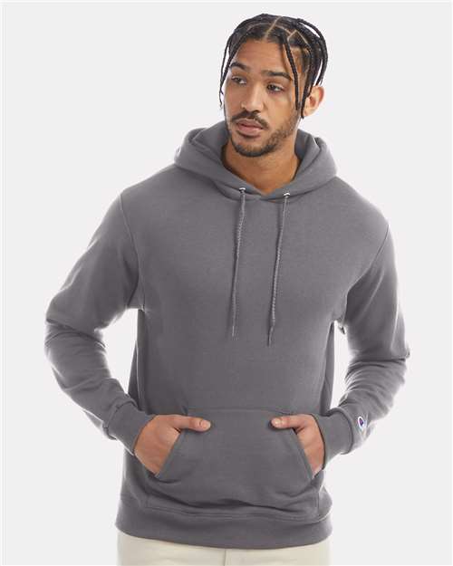 Champion S700 Unisex Powerblend® Hooded Sweatshirt - Stone Grey - OnModelFront