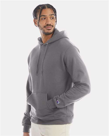 Champion S700 Unisex Powerblend® Hooded Sweatshirt - Stone Grey - OnModelSide