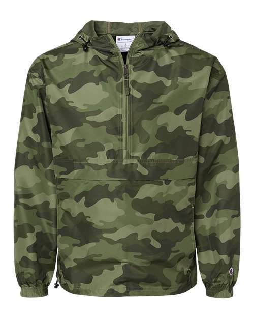 Champion CO200 Unisex Packable Anorak Jacket - Olive Green Camo - Front