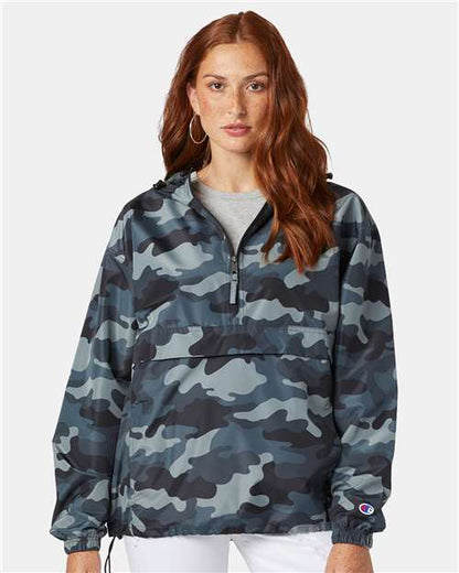 Champion CO200 Unisex Packable Anorak Jacket - Concrete Camo - OnModelFront