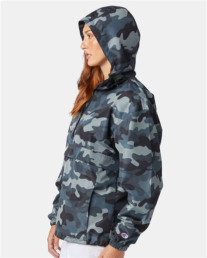 Champion CO200 Unisex Packable Anorak Jacket - Concrete Camo - OnModelSide