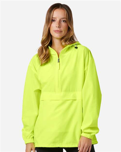 Champion CO200 Unisex Packable Anorak Jacket - Safety Green - OnModelFront