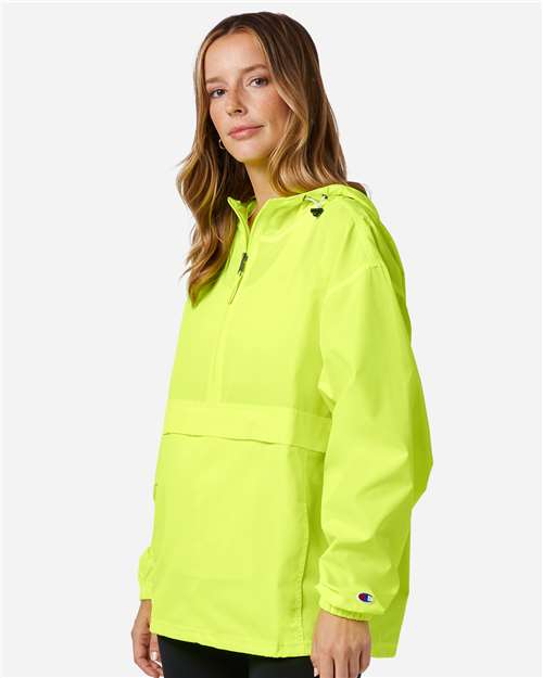 Champion CO200 Unisex Packable Anorak Jacket - Safety Green - OnModelSide