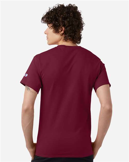 Champion T425 Unisex Classic T-Shirt - Cardinal - OnModelBack
