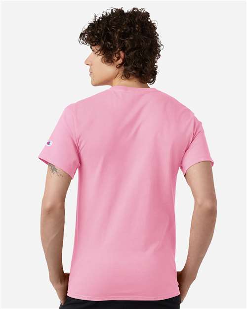 Champion T425 Unisex Classic T-Shirt - Pink Candy - OnModelBack