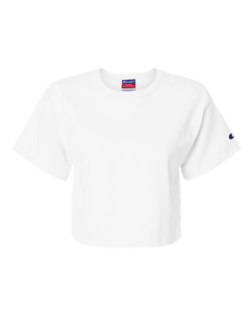 Champion T453W Women's Heritage Jersey Crop T-Shirt - White - Front