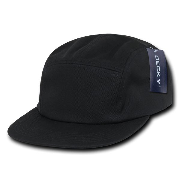 Decky-985-5 Panel Cotton Racer Cap - Black