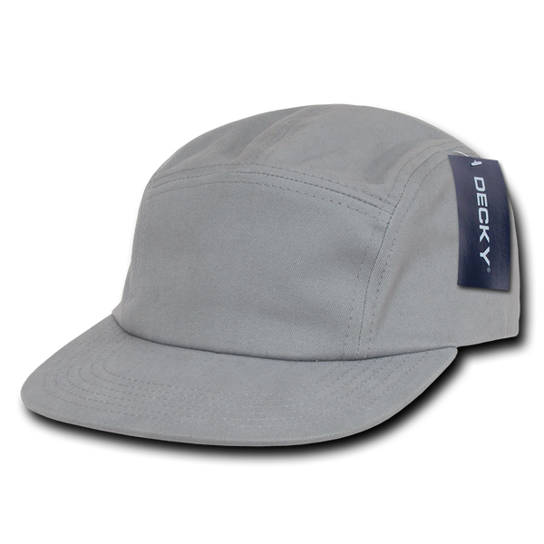 Decky-985-5 Panel Cotton Racer Cap - Grey