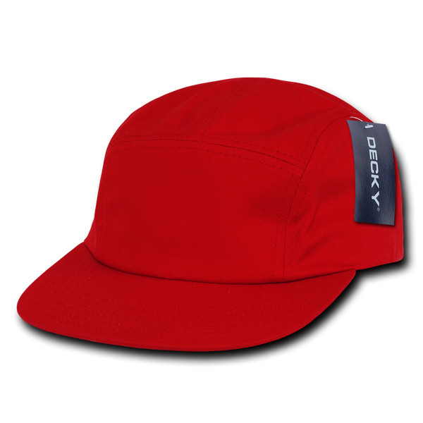 Decky-985-5 Panel Cotton Racer Cap - Red