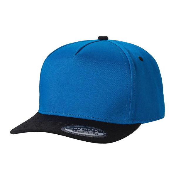 Premium TC-5-Panel 2-Tone Snapback Cap – Structured Fit, Cotton/Poly Blend - AQUA/BLK